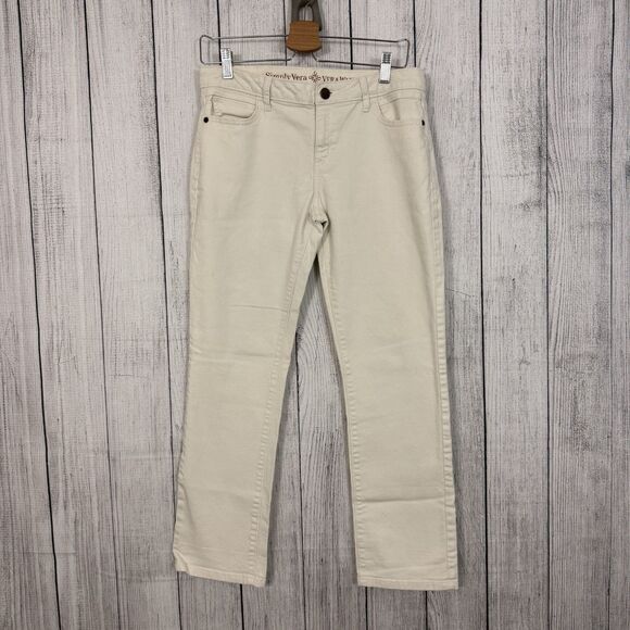 Simply Vera Vera Wang Denim - Simply Vera by Vera Wang Women's Size 6 Cream Roll Cuff Capri Denim Jeans